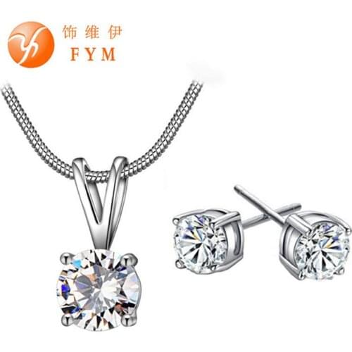 7 Colors New Women Fashion Bridal Jewelry Set Silver Color Fashion Chain Necklace Drop Earring Cubic Zircon for Woman Wedding