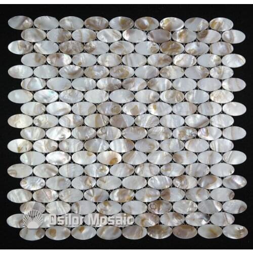 Natural dapple color oval pattern 100% Chinese freshwater shell mother of pearl mosaic tile for home decoration wall tile