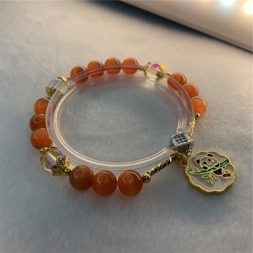 New Fashion 8mm Red Opal Natural Stone Beads Bracelet for Women Yoga Stretch Link Chain Bracelets Bangles 7.5inch Y912