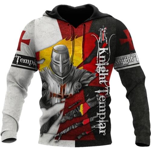 New pattern Harajuku pullover Knight Templar 3D full printed hoodie unisex autumn casual zipper hoodie sweatshirt