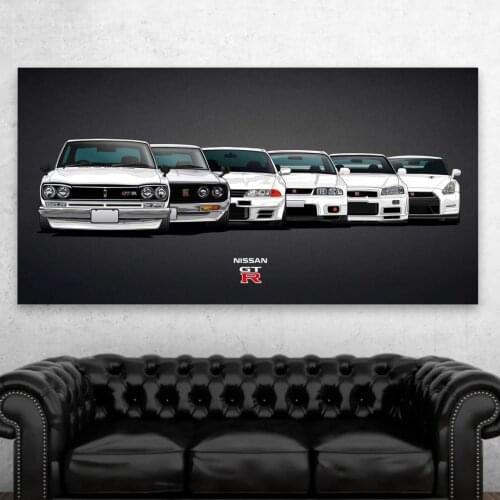GTR Poster Vintage Classic Racing Car Art Print On Canvas Painting Home Decor Wall Art Picture For Living Room Frameless