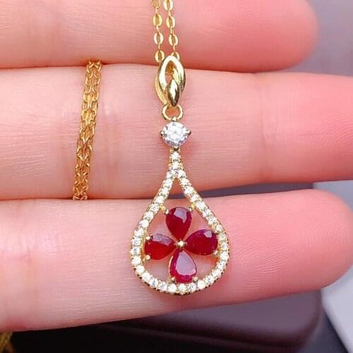 CoLife Jewelry Silver Ruby Pendant for Daily Wear 3mm*4mm Natural Ruby Necklace Pendant 925 Silver Ruby Jewelry Gift for Girl