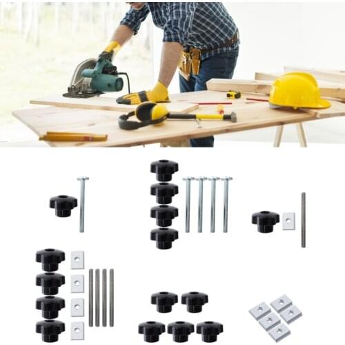 Handle T-slot Slider Miter T-track Jig Screw Fixture Table Saw Router Chute Rail Special Accessories Woodworking Tool Set