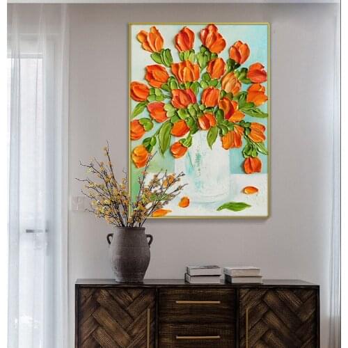 Hand Painted Thick Oil Painting Flower On Canvas Colors Wall Art Painting Hand Painting For Living Room Home Wall Decoaration