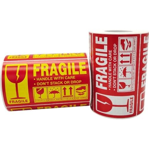 Roll carefully handle fragile warning label handle with care transport move adhesive