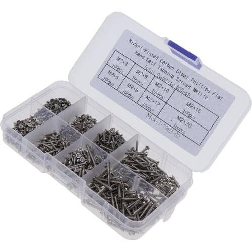 800Pcs M2 Sheet Metal Screws Pan Head Phillips Self Tapping Screws