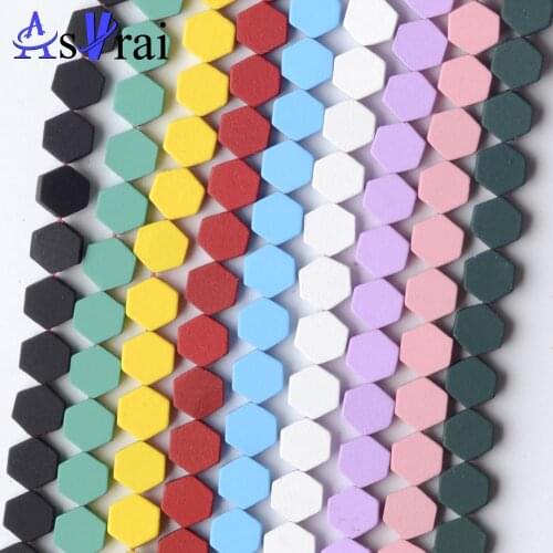 Natural Stone Hexagon Rubber Hematite Beads For Jewelry Making 6 mm Loose Spacer Beads DIY Bracelet Necklace Accessories Charms