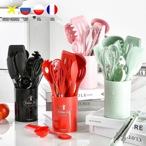 10/12PCS Silicone Kitchenware Non-stick Cookware Cooking Tool Spoon Spatula Ladle Egg Beaters Shovel Soup Kitchen Utensils Set