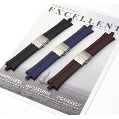 High-quality 26mm*22mm Blue Brown Black Silicone Rubber Watchband For Porsche Design P6360 Watch Accessories Strap Belt Bracelet