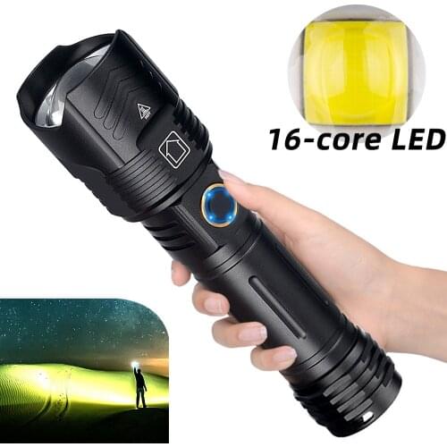 Super Bright XHP160 LED Flashlight Powerful Waterproof Torch USB Rechargeable 18650 26650 Lantern Portable Zoom Camping Light