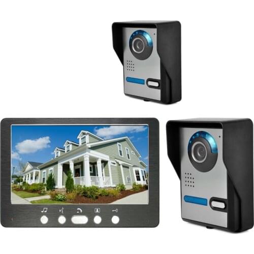 SmartYIBA Homes Business Video Door Phone Day Night Vision 2 Cameras+7" Visual Monitor Kits Home Wired Video Intercom System