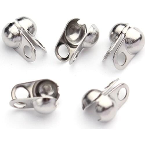 50pc Fit 1.5/2.0/3.2mm Gold Stainless Steel Crimps Clasps Beads Ball Chain Clasps For Diy Necklace Jewelry Making Accessories