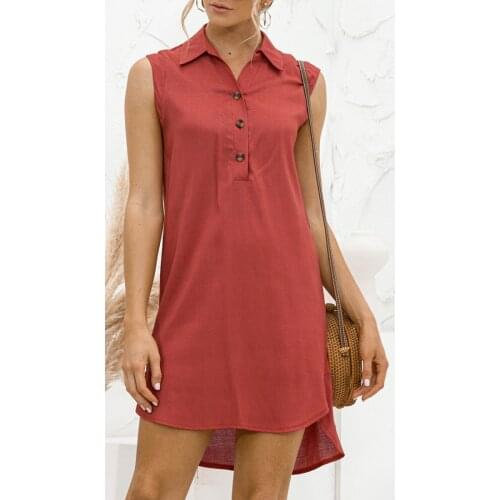 Women Sexy Short Sleeve Mini Dresses Female Solid Streetwear Turn-Down Collar Split Hem Shirt Vestidos AM3135