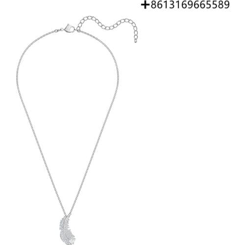 Original Reproduction 1:1 100% Pure Silver 925 Feather Element Bright Folding Wear Design Female Necklace Manufacturer Direct Ba