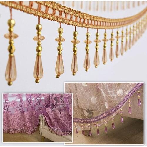 10m European Crystal Pendant Beaded Trim Tassel Fringe DIY Curtain Lace Stage Clothing Home Wedding Decorative Accessories