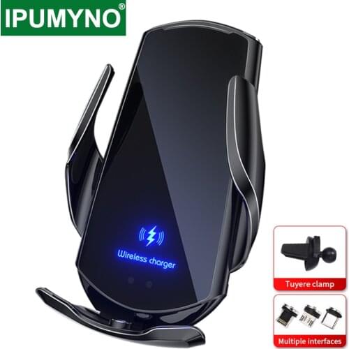 15w Qi Wireless Charger Car Mobile Phone Holder Stand Bracket Magnetic Support Automatic Telephone Clip For Iphone Accessories