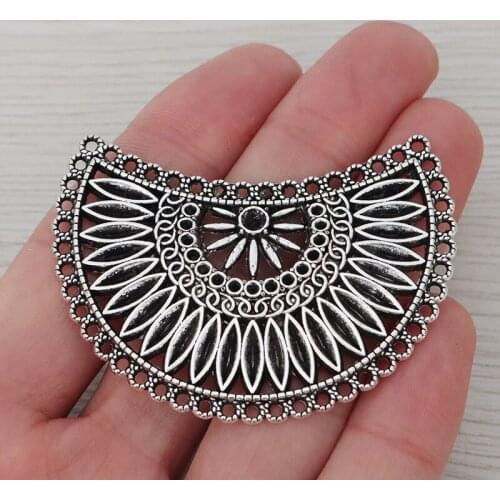 3pcs/lot Tibetan Silver Color Large Ethnic Tribal Boho Crescent Moon Multi Connectors Pendants for Necklace Jewelry Making