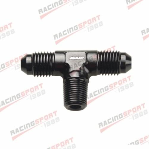 4AN AN4 AN-4 To 1/8" NPT Flare Tee T-piece Fitting Adapter Black