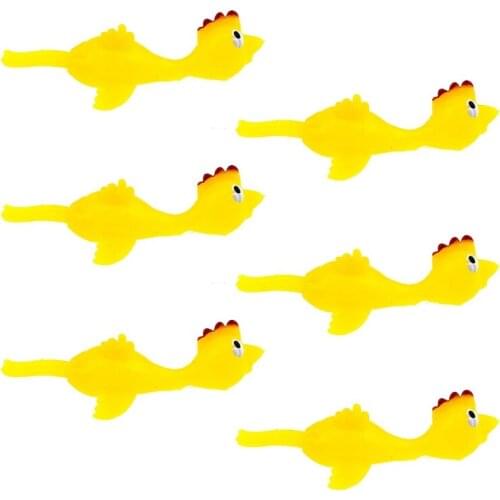 6 Pcs Slingshot Chicken Rubber Chicken Flick Chicken Flying Chicken Flingers Stretchy Funny Christmas Easter Chicks Party Game