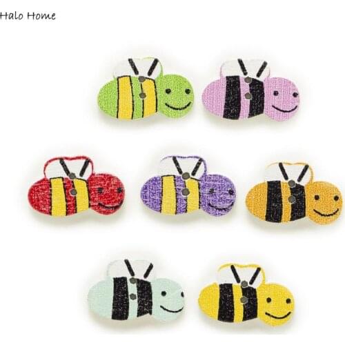 30pcs Bee Theme Wood Buttons for Sewing Scrapbooking Clothing Headwear Handmade Crafts Home Decor Accessories DIY