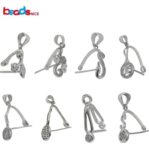 Beadsnice Pure Silver 925 Pendant Pinch Bail Pinch Clip with zircon for large stones Handmade Jewelry Findings DIY ID34627