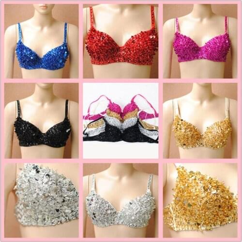 Sequins Women Sexy Bra Nightclub Bar DS DJ Performance Bra Pole Dancing Costume Stage Dance Bra Female Underwear