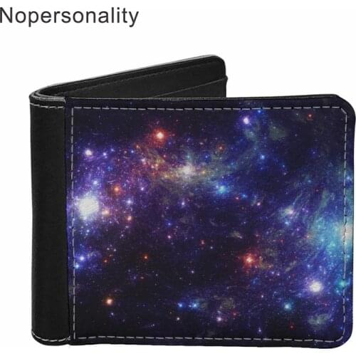 Nopersonality Brand PU Leather Short Wallets Outer Space Printed Coin Purse Credit Card Holder Wallet for Lady/Men Casual Purses