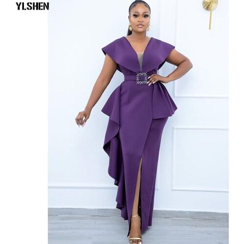 Long African Dresses for Women 2021 Bodycon Maxi Dress African Clothes Dashiki Sexy High Split V-neck Gown Robe Africaine Femme