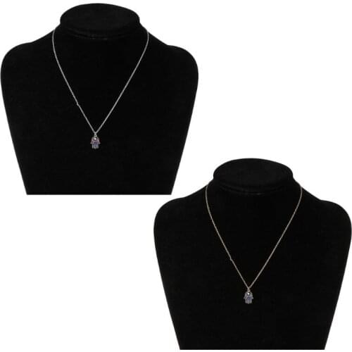 40GB Enamel Hamsa Fatima Hand Pendant Necklace Wish Card Blue Evil Eye Amulet Jewelry