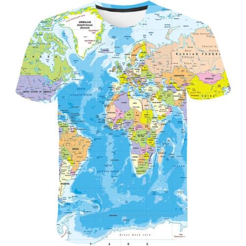 New Fashion T-Shirts World Map 3D Printed Streetwear Men Women Harajuku Crew Neck Short Sleeve T Shirt Oversize Tees Tops Tshirt