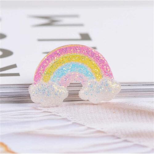Julie Wang 20PCS Sequin Resin Rainbow Charms Flat Back Cloud Rainbow Pendants Jewelry Accessory Home Table Decoration