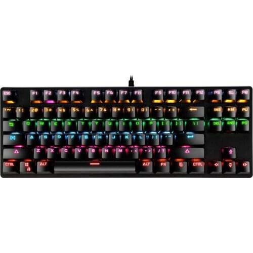 K7 Wired Mechanical Keyboard Plug Play RGB Cool Light USB2.0 87 Keys USB Keyboard for Players