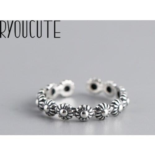 New Charming Small Flower Finger Ring for Women Vintage Boho Knuckle Party Rings Gothic Punk Jewelry Gifts for Girls