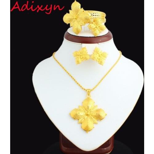 New Ethiopian Cross Set Jewelry 24k Gold Color African/Eritrea/Kenya Bridal Habesha Wedding Gift
