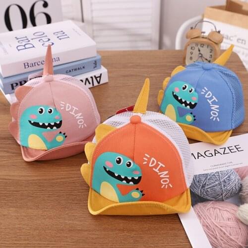 Handsome boys' summer breathable net cap outdoor sunshade cap cartoon dinosaur short brim sunscreen cap girls cap