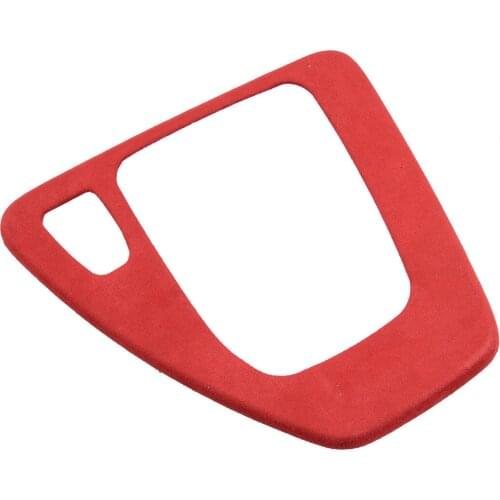 Red Alcantara Suede Gear Shift Panel Cover Trim Frame Bezel Fit For BMW 3 Series E90 E92 E93 2005-2007 2008 2009 2010 2011 2012