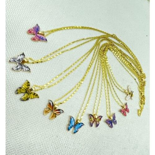 Hot Selling Colorful Butterfly Bee Necklace Pendant Set Clavicle Chain For Women Jewelry Gold Necklaces Gift Accessories Collar