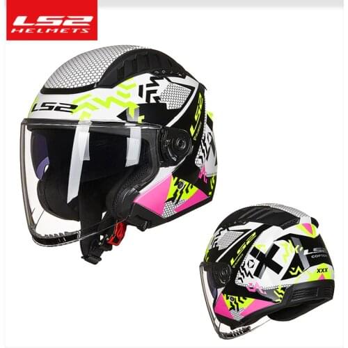 LS2 Helmets LS2 OF600 COPTER Retro Vintage 3/4 Open Face Motorcycle Helmet With Dual Lens Scooter Man Women Capacete Casco Moto