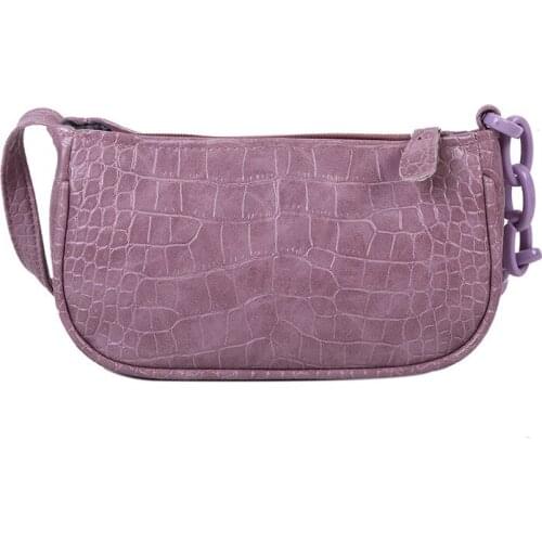 Fashion Bag Female 2021 Summer New Trendy Texture Crocodile Pattern Chain Simple Armpit Bag Retro One-shoulder Baguette