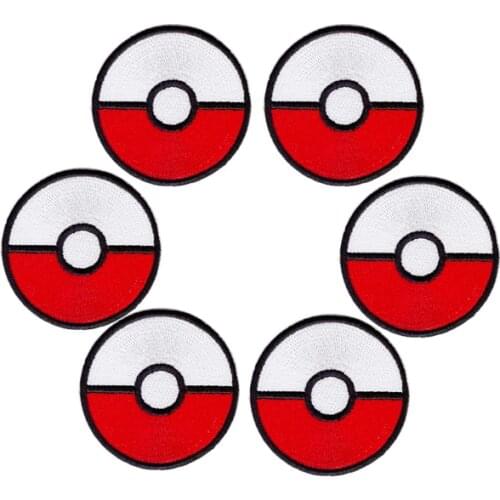 Cartoon RED AND WHITE BALL PATCH 100% EMBROIDERED NEW Funny Cartoon Game Clothing Shirt Applique Iron ON