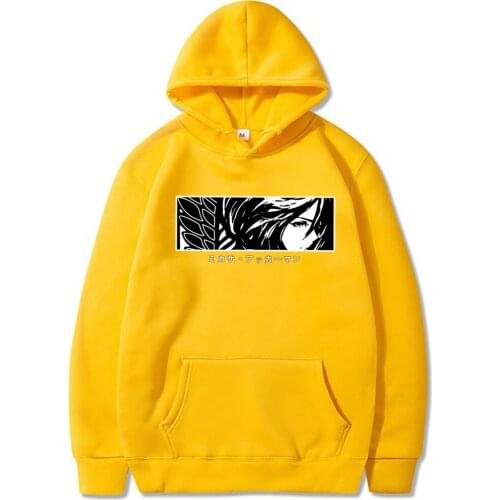 Anime Attack on Titan Men Hoodies Sweatshirts Mikasa Ackerman Eyes Hat Clothing Tops