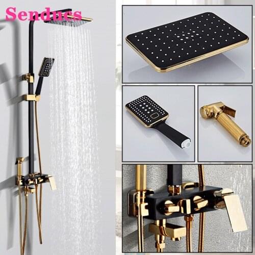 Bathroom Shower Set with ABS Rainfall Shower Head Newly Quality Brass Bathroom Faucets Wall Mounted Hot Cold Shower System