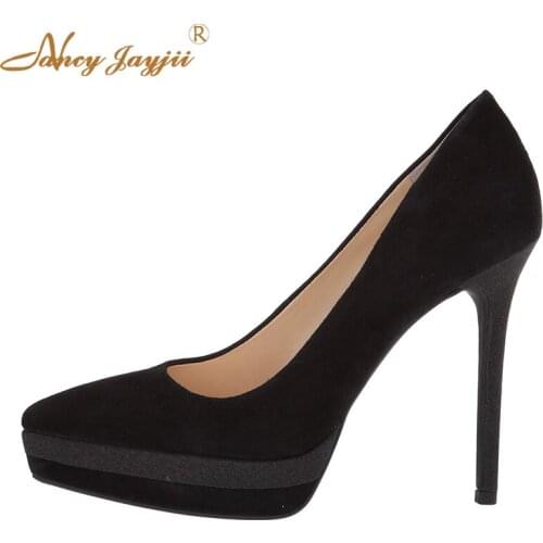 Nancyjayjii Black Platform 12 cm Stilettos Thin High Heeled Pumps Evening Party Dress Classic Brand Fashion Women Shoes 2019