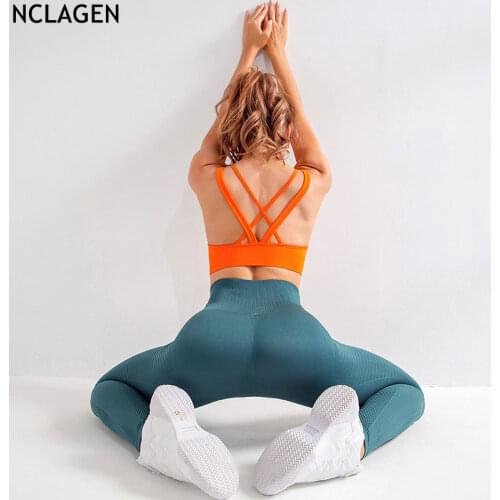 NCLAGEN Women Seamless Yoga Pants Quick Dry Nylon Gym Crz Crazy Workout Sports Running Tights Tummy Control Squat Proof Legging