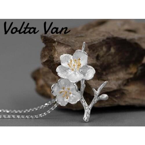 Volta Van Vintage Pendant Necklaces 925 Sterling Silver 2021 New Fine Jewelry Elegant Cherry Blossoms Concise Romantic Necklace