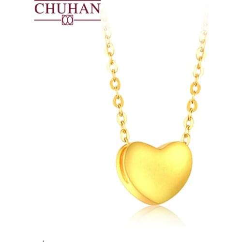 CHUHAN 999 pure gold Jewelry Heart Pendant 3D Hard gold process 24K Gold Pendant 18K AU750 necklace