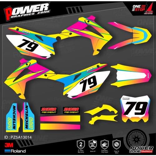 PowerZone Custom Team Graphics Backgrounds Decals 3M Stickers Kit For HONDA 2014-2017 CRF250R 2013-2016 CRF450R 014