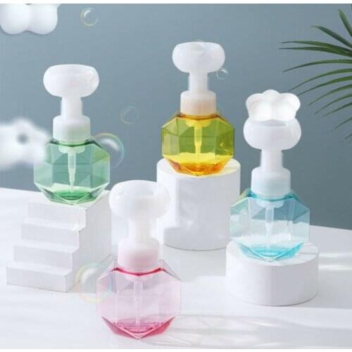 Portable Liquid Soap Dispenser Flower Shape Foam Foaming Pump Empty Bottle Plastic Clear Bottle Shower Gel Foam Pump Bottle