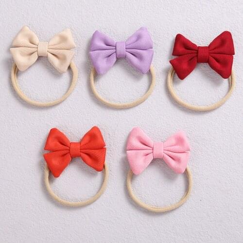 Nylon Baby Bow Headband For Children Hair Bows Soft Girls Nylon Hairbands Candy Color Newborn Headwear Bow Baby Hair Accessories