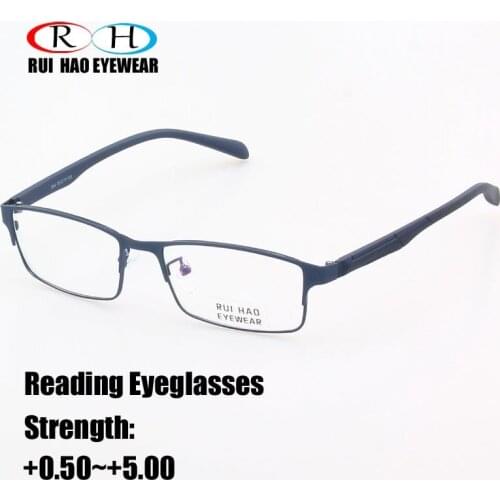 High Clear Reading Eyeglasses Presbyopic Glasses Alloy Rectangle Spectacles Resin Lens HMC Coating Customize Eyeglasses Eyewear